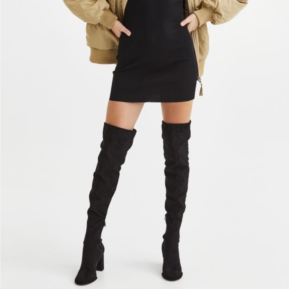 Black Suede Over-the-knee Boots | 9